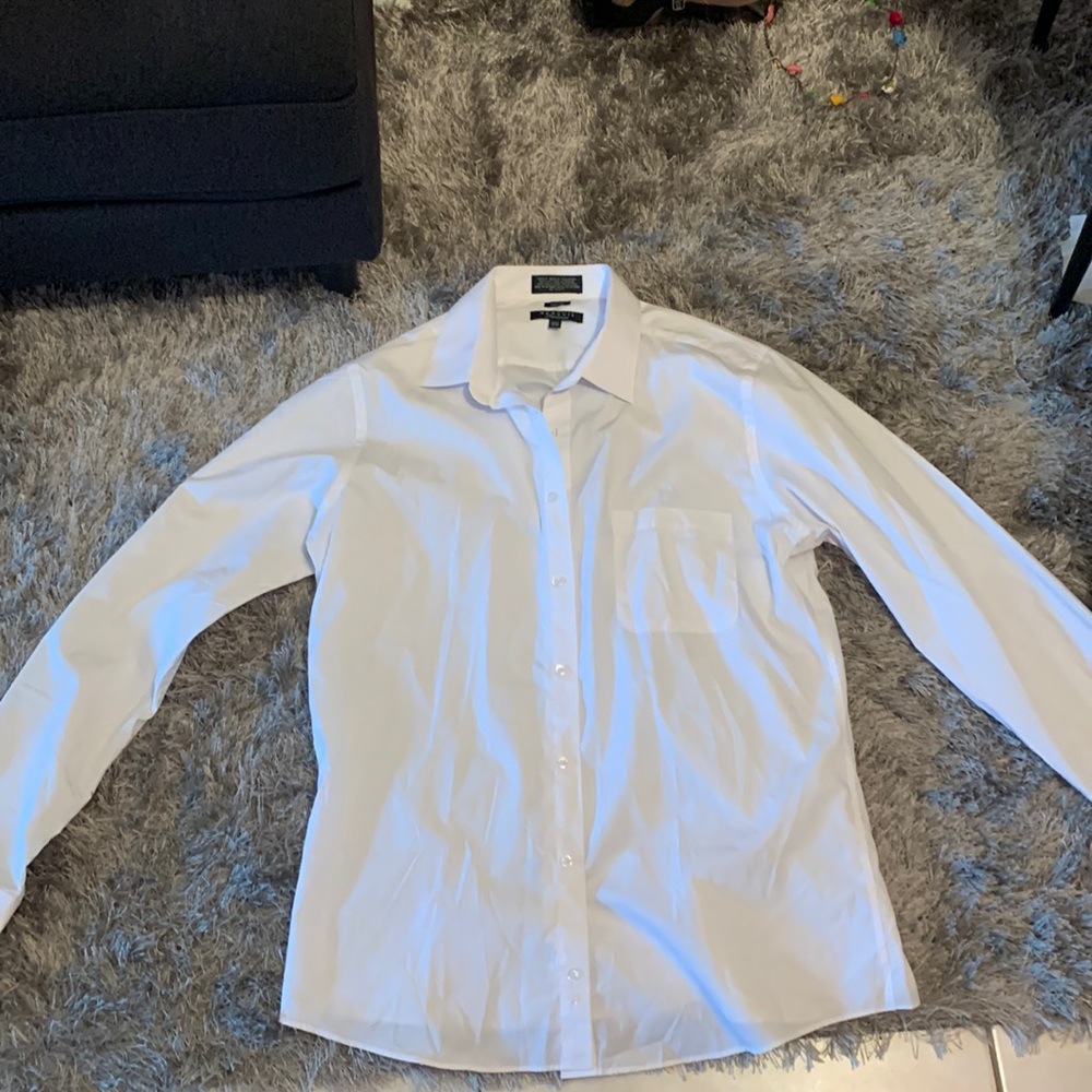 Slim fit long sleeve white button up dress shirt